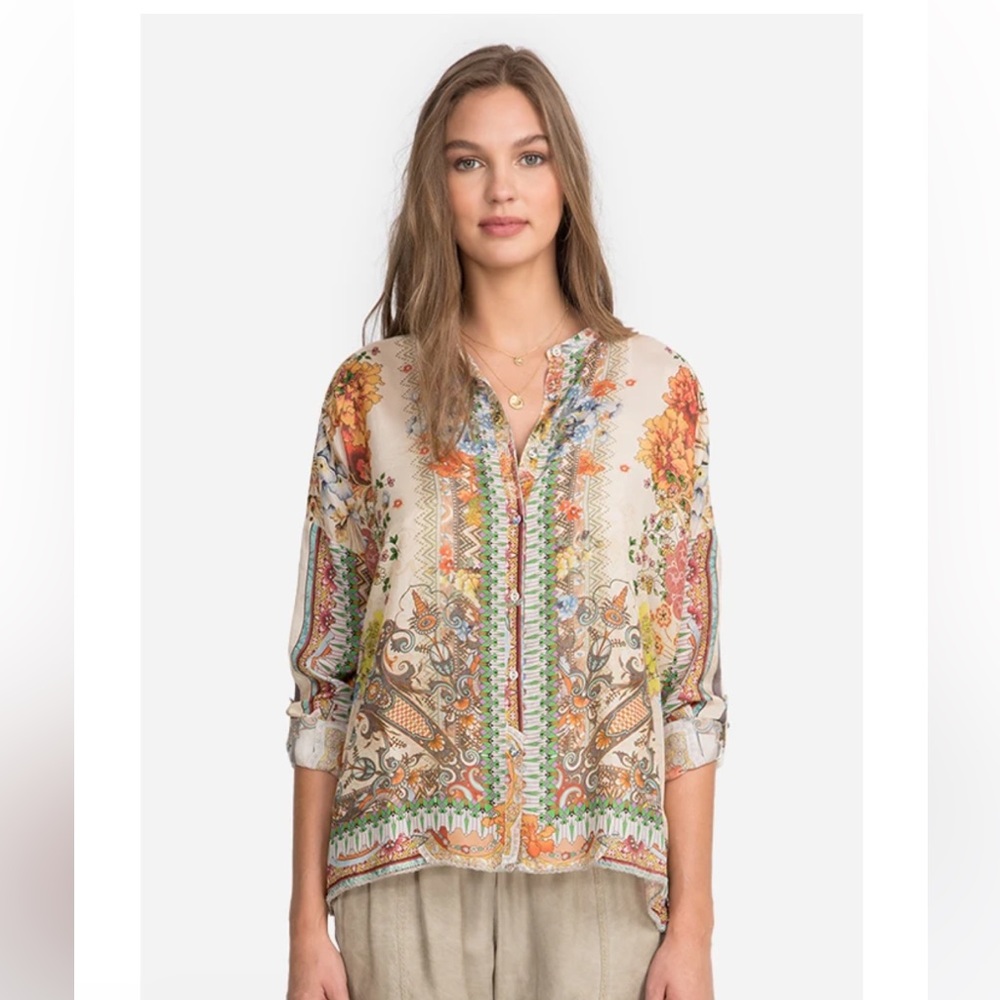 Johnny Was Kyla Blouse Silk Floral - Picture 4 of 9